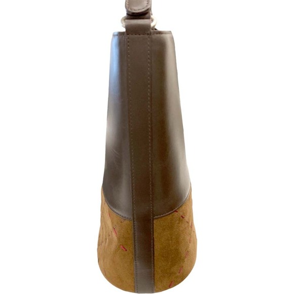 Burberry Shoulder Bag Brown Leather Suede Check Stitching - Picture 5 of 9